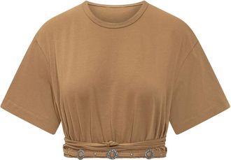 Pinko Ariano T-Shirt - Dames - T-shirts - Bruin - M - Katoen - Tops
