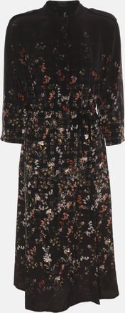 AllSaints Dark Brown Multicolor Floral Print Long Sleeve Shirt