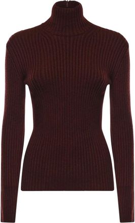 Max Mara Aral Ribgebreide Col - Dames - Coltruien - Rood - L - Wol - Truien & Vesten