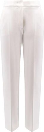 Max Mara Pegno Viscose Blend Broeken - Dames - Slim Fit Broeken - Wit - XL - Leer - Broeken