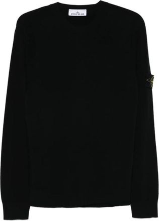 Stone Island Stretch Wool Crewneck Sweater With Reverse Stitch Details Clothing