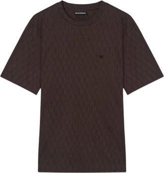Emporio Armani Jacquard Jersey Shirt - Heren - T-shirts - Bruin - XL - Tops