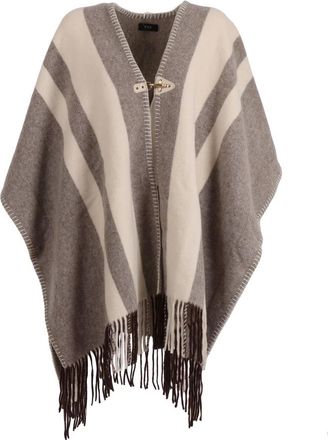Fay Poncho met franjes en haaksluiting - Dames - Ponchos - Veelkleurig - ONE Size - Wol - Jassen