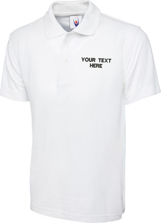 Generic Personalised Left Chest Embroidered Classic Poloshirt UC101 Add Your Text/Company Name Unisex Poloshirt from S to 4XL (White, 3XL, 3X_l)
