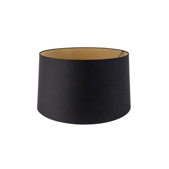 QAZQA Moderno Pantalla De L&aacute;mpara De Algod&oacute;n Negra 45/50/28 Con Interior Dorado, - Qazqa