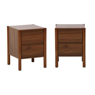 Sweeek Set 2 mesitas de noche con 2 cajones, decoraci&oacute;n madera, nogal