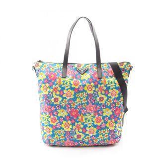 Prada Multi-Color Nylon Leather Handbag Tote Bag (Pre-Owned)