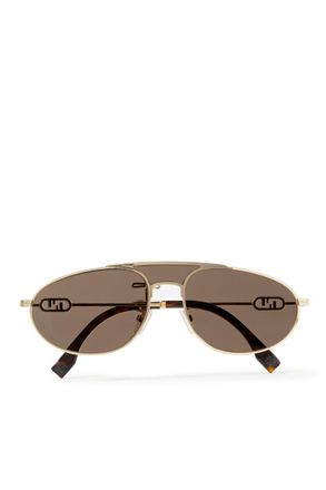 Fendi OLock Aviator-Style Gold-Tone Sunglasses