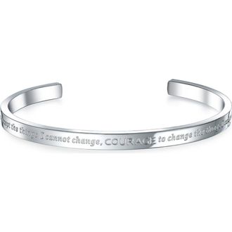 Bling Jewelry Gender Inclusive Inspirational Serenity Cuff Bracelet in Grey at Nordstrom Rack