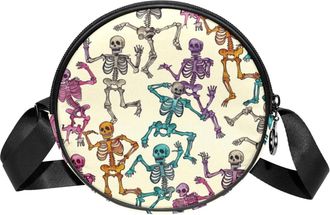 Generic Circle Crossbody Bag for Women, Skeleton Small Sling Bag Daypack with Zipper Adjustable Shoulder Straps Casual Ladies Girls Round Purse