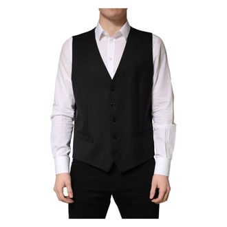 Dolce & Gabbana Suit Vests, male, Black, Size: M Single Breasted Waistcoat