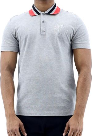 Roberto Cavalli Mens Melange Gray RC Monogram Polo Shirt, Size Medium