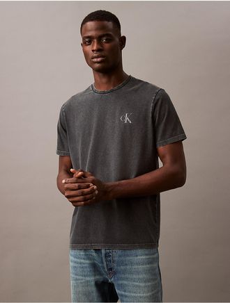 Calvin Klein Jeans Calvin Klein Mens Acid Wash Monogram Classic T-Shirt - Black - XL