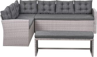 Beliani Conjunto de jard&iacute;n 8 personas de rat&aacute;n sint&eacute;tico gris