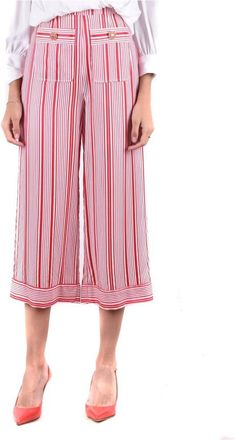 Elisabetta Franchi Gestreepte Rode Damesbroek Lente/Zomer - Dames - Vrijetijds broeken - Veelkleurig - XS - Broeken