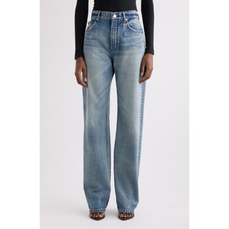 Alaia Distressed Straight Leg Jeans in Dirty Wash at Nordstrom, Size 24