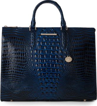 Brahmin Business Croc Embossed Leather Tote in Anchor at Nordstrom