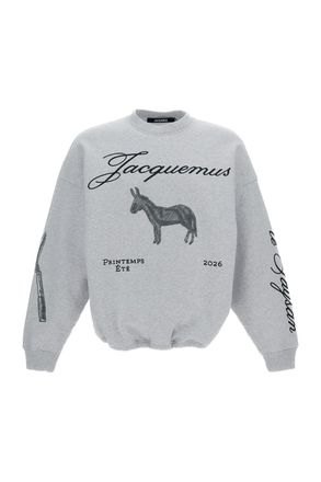 Jacquemus Oversized Crew Neck Sweatshirt with All-over Embroidery