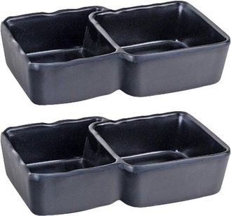 OEM Bol Para Salsa, Doble Compartimento Para Salsa De Soja Y Mostaza, Recipiente De Pl&aacute;stico, Juego De 2 Piezas