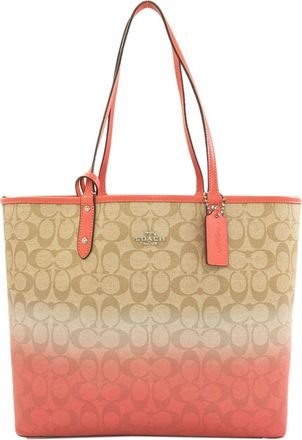 Coach Beige Pink Pvc Pouch Tote Bag (Pre-Owned)