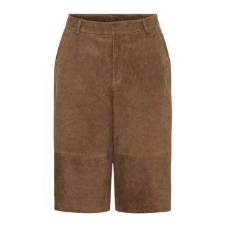 Notyz Su&egrave;de Bermuda Shorts - Dames - Korte Broeken - Bruin - M - Su&egrave;de - Korte Broeken