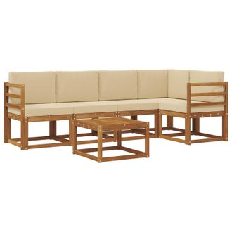 vidaXL Conjunto De Sof&aacute;s De Exterior Con Coj&iacute;n 6 Pcs Natural Y Beige Vidaxl
