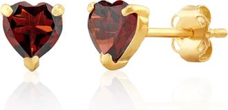 MAX + STONE 925 Sterling Silver 5mm Round Heart Gemstone Hoop Earrings
