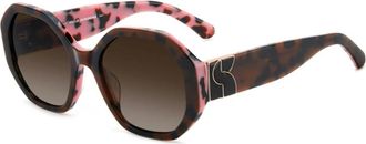 Kate Spade New York Bruin Roze Havana Zonnebril - Dames - Zonnebrillen - Bruin - 54 MM - Accessoires