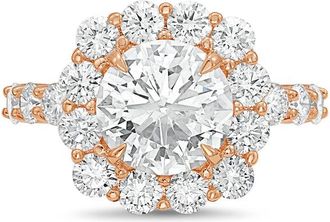 Diana M. Jewels 14kt rose gold 2.00cts Lab-Grown Round Diamond Halo Ring with Diamond Band