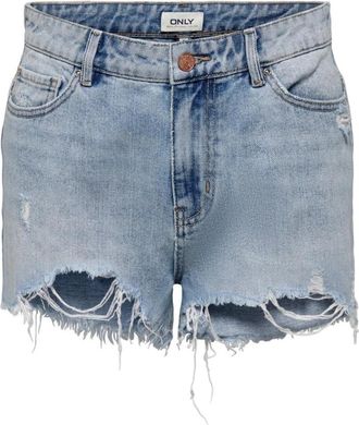 Only Klassieke Distressed Denim Shorts - Dames - Denim shorts - Blauw - M - Denim - Korte Broeken