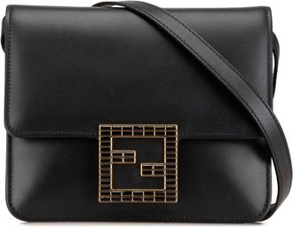 Fendi Pre-owned Cross Body Bags, female, Black, Size: ONE SIZE Pre-owned Stylish Leather Crossbody Bag with Metal Embellishment