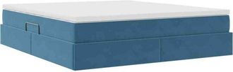 vidaXL Storage Bed with Mattress Dark Blue 160 x 200 cm Velvet vidaXL