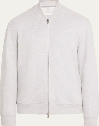 Brunello Cucinelli Mens Bomber Full-Zip Sweatshirt