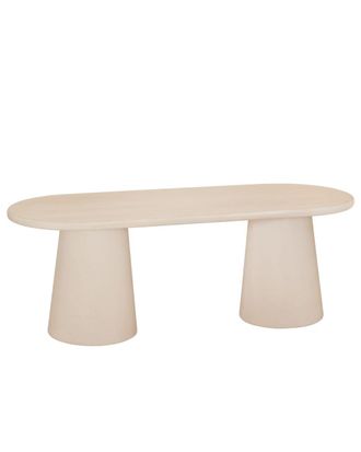 Deco Wood Mesa de comedor ovalada de microcemento tono beige 160x75cm