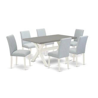 East West Furniture 7-Piece Dining Room Table Set