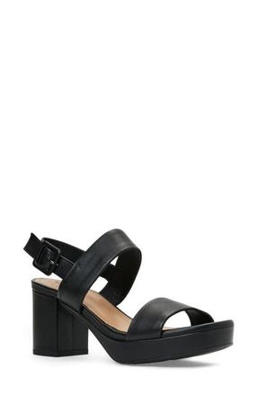 Aquatalia Melly Weatherproof Platform Sandal in Black Leather at Nordstrom, Size 10.5