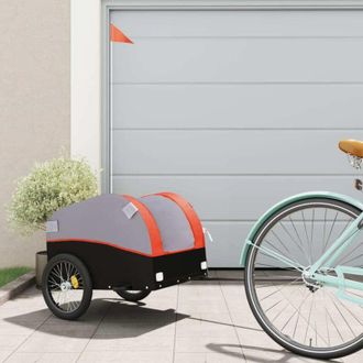 vidaXL Remolque Para Bicicleta Hierro Negro Y Naranja 30 Kg Vidaxl