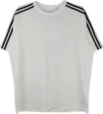 Yohji Yamamoto Short Sleeve Tee 3-Stripes - Heren - T-shirts - Wit - L - Wol - Tops