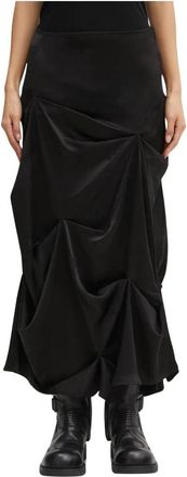 Ganni Draped Skirt - Dames - Maxi Rokken - Zwart - L - Polyester - Rokken
