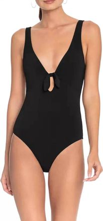Robin Piccone Ava Tie Front One-Piece Swimsuit In Black