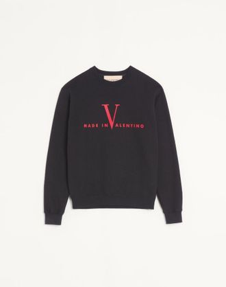 Valentino Valentino Cotton Crewneck Sweatshirt With Made In Valentino Print