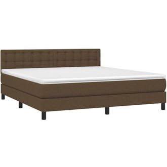 vidaXL Vidaxl - Cama Box Spring Con Colch&oacute;n Tela Marr&oacute;n Oscuro 180x200 Cm