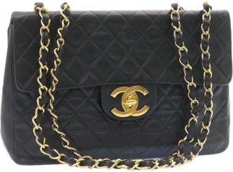 Chanel Pre-owned Vintage leren schoudertas - Dames - Vintage Schoudertas - Zwart - ONE Size - Leer - Vintage