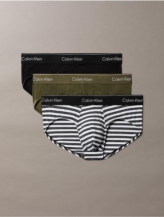 Calvin Klein Mens Icon Cotton Stretch 3-Pack Hip Brief - Multi - XL