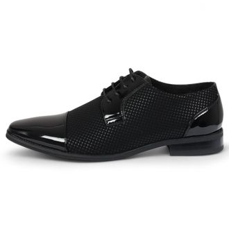 Infinity Leather Zwarte leren Oxford formele Derby-schoenen voor heren