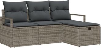 vidaXL Vidaxl - Garden Sofa Set 4 pcs Grey 175 x 117 x 85 cm Poly rattan