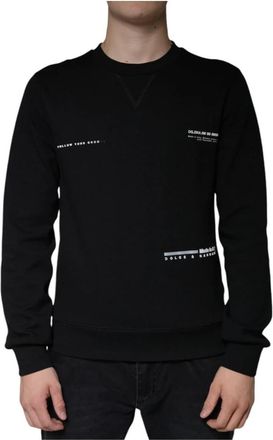 Dolce & Gabbana Crew Neck Sweatshirt - Heren - Sweatshirts - Zwart - S - Katoen - Hoodies & sweatvesten