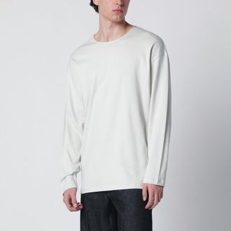 Christophe Lemaire Chalk-colored cotton and silk interlock T-shirt