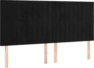 vidaXL Cabeceros 4 Unidades De Terciopelo Negro 100x5x78/88 Cm Vidaxl