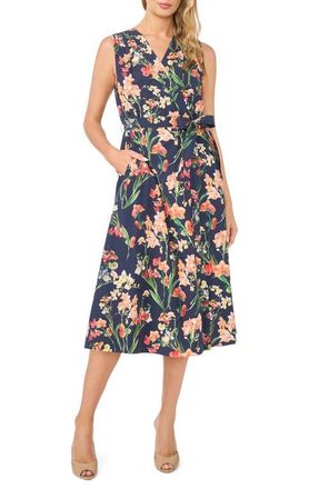 Ted Baker Aubree Floral Wrap Front Midi Dress in Navy at Nordstrom, Size 12
